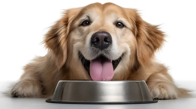 Freundlicher Golden Retriever wartet auf Futter