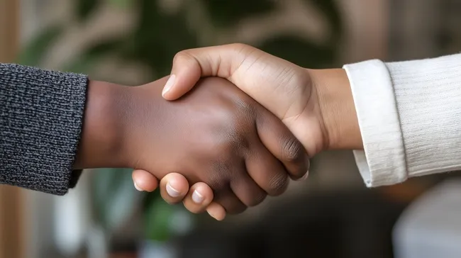 Freundlicher Händedruck zwischen Geschäftspartnern