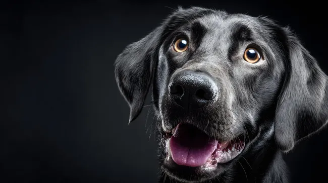 Freundlicher Labrador Blick vor Dunklem Hintergrund