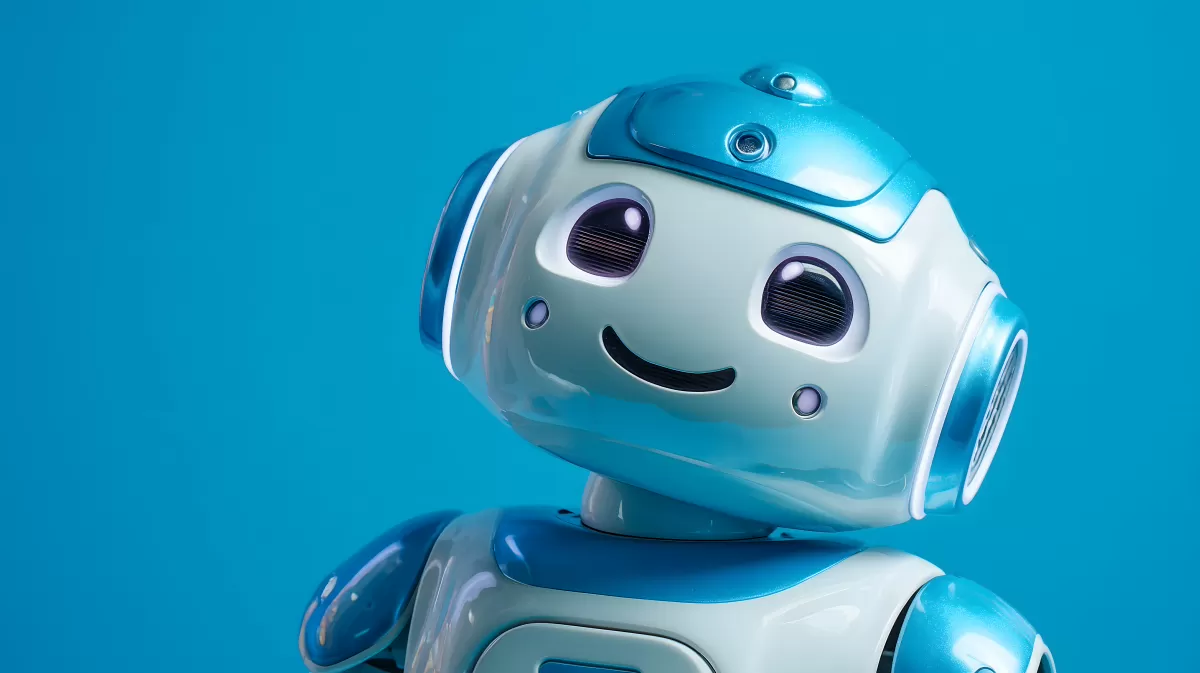 Freundlicher Roboter-Assistent in blau und weiß