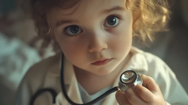 Freundliches Kind als angehender Arzt mit Stethoskop
