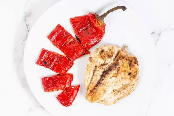 Fried Chicken Breasts with Red Paprika salad