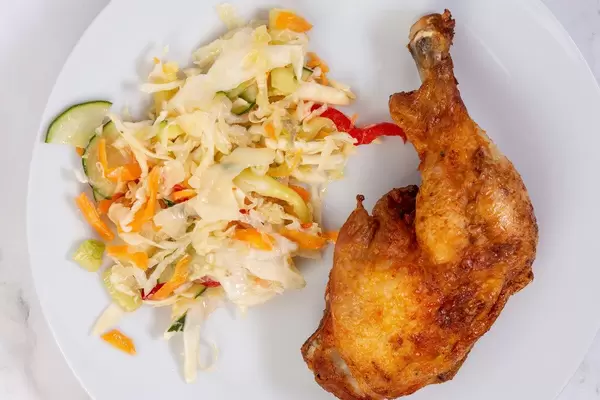 Fried Chicken Drumstick with vegetables vitamin salad