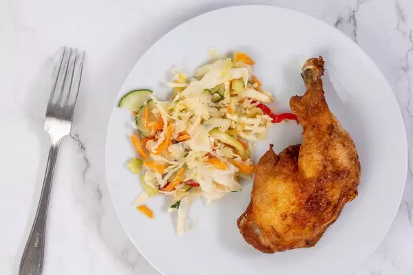 Fried Chicken Drumstick with vitamin salad