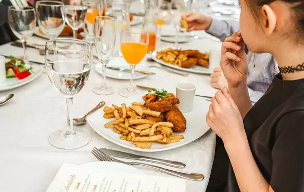 Fried Chicken With Fries Dish On The Restaurant