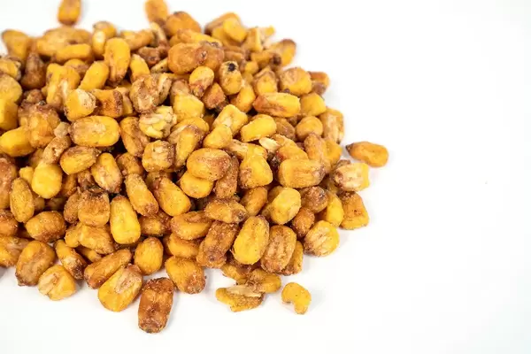 Fried Corn with copy space above white background (Flip 2019)