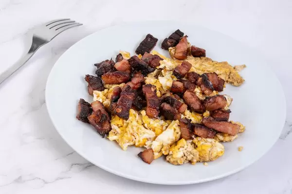 Fried Eggs with Bacon on the plate