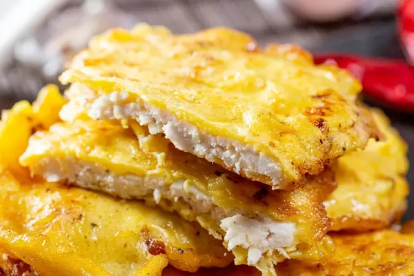Fried meat chops in batter close-up