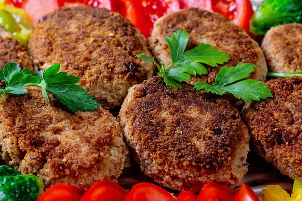 Fried meat cutlets close-up