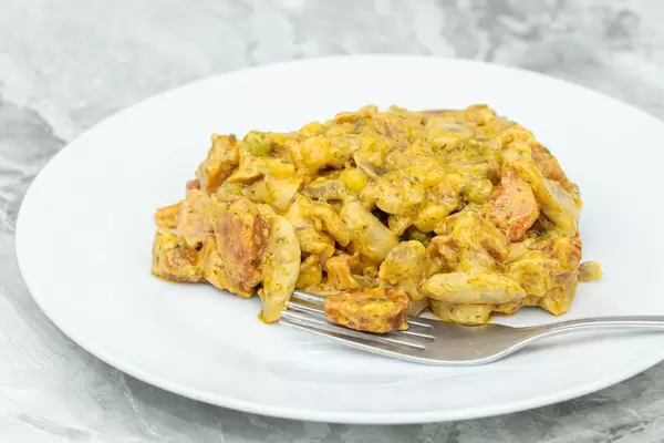 Fried Sausages with Mushrooms Tomatoes and Vegetables