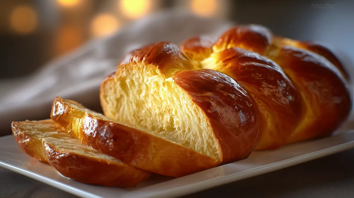 Friedas goldener Hefezopf frisch aufgeschnitten