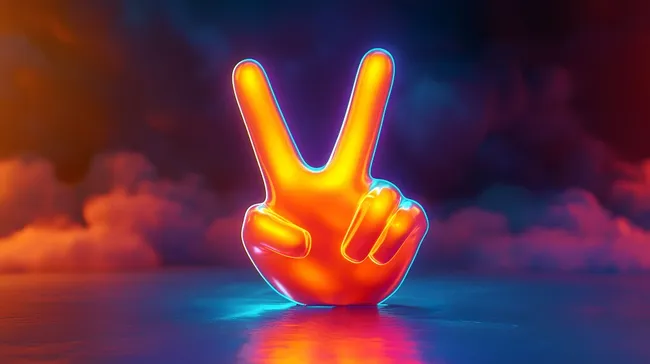 Friedenssymbol in leuchtendem Neondesign