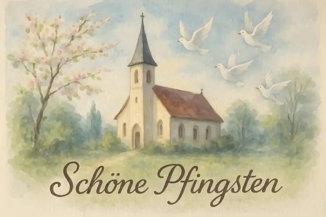 Friedliche Dorfkirche unter blühendem Baum