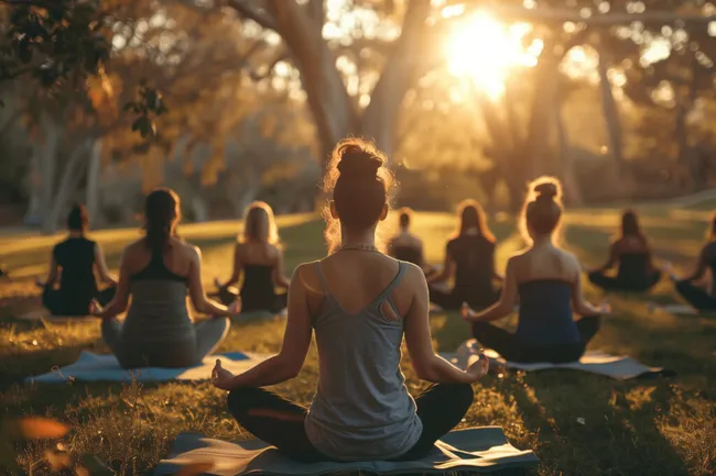 Friedliche Yoga-Übungen im Freien