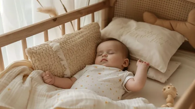 Friedlicher Babyschlaf in gemütlichem Kinderbett