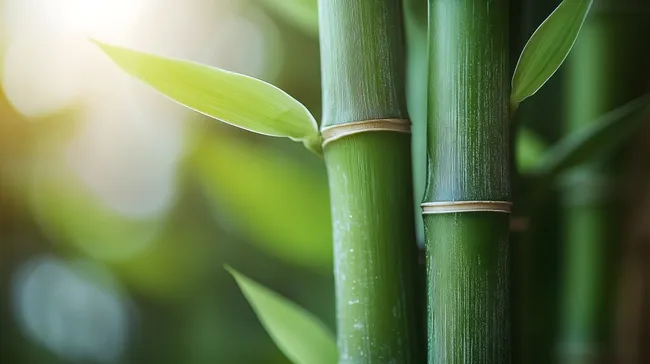 Friedlicher Bambushain im grünen Licht