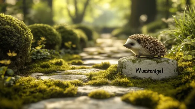 Friedlicher Igel im moosigen Waldweg