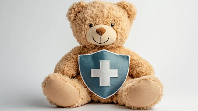 Friedlicher Teddybär mit Schutzschild