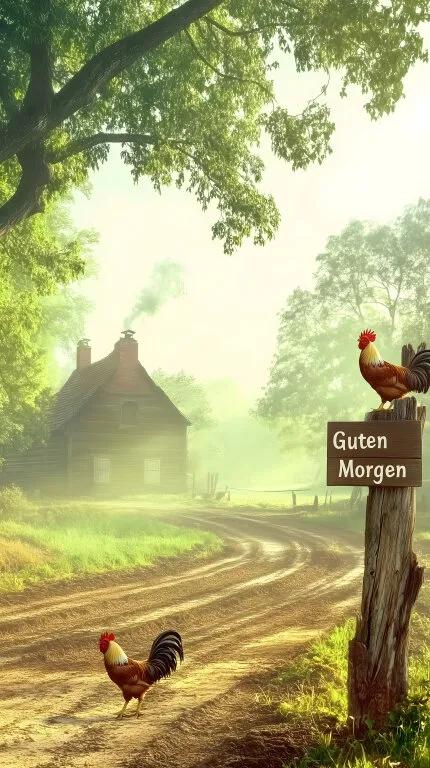 Friedliches Dorfidyll im Morgenlicht