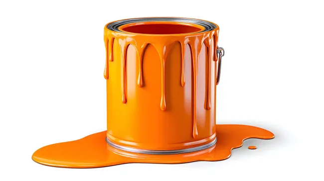 Frisch aufgetragener orangefarbener Lackfarbstrom