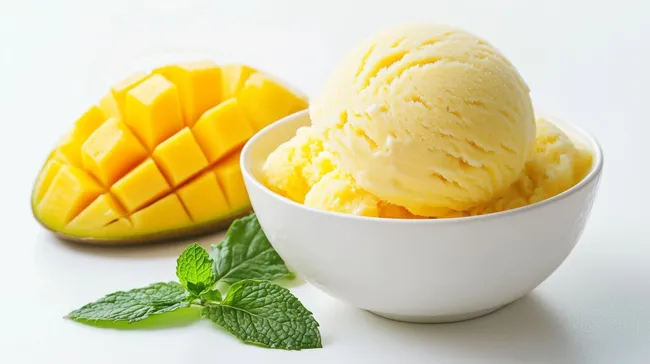 Frisch-cremiges Mangoeis in weißer Schale
