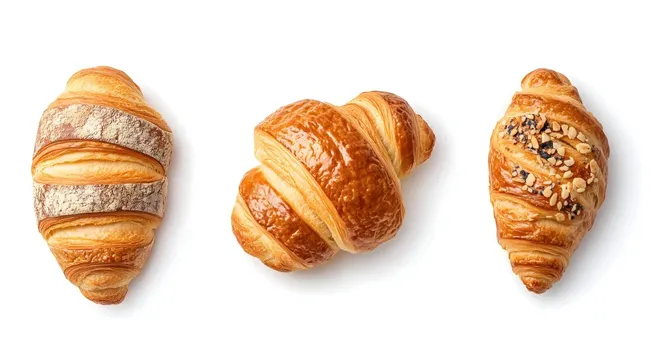 Frisch gebackene Croissants in Nahaufnahme