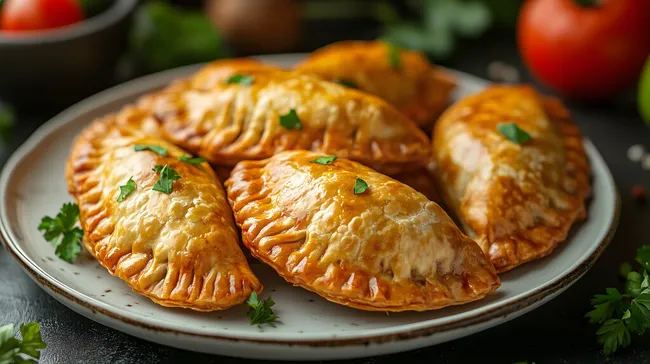 Frisch gebackene gefüllte Empanadas auf Teller