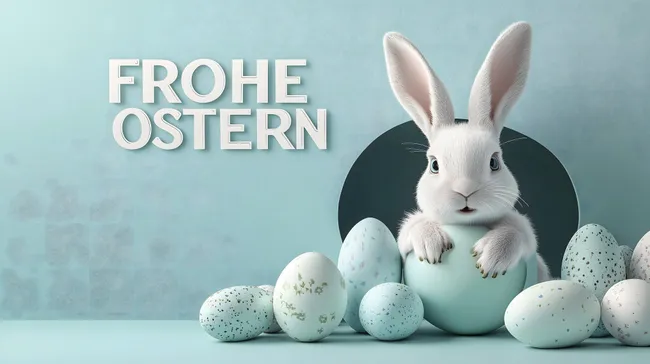 Frisch gebackene Osterhasen mit bunten Eiern