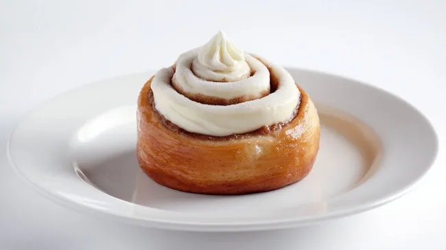 Frisch gebackene Zimtschnecke mit Zuckerguss