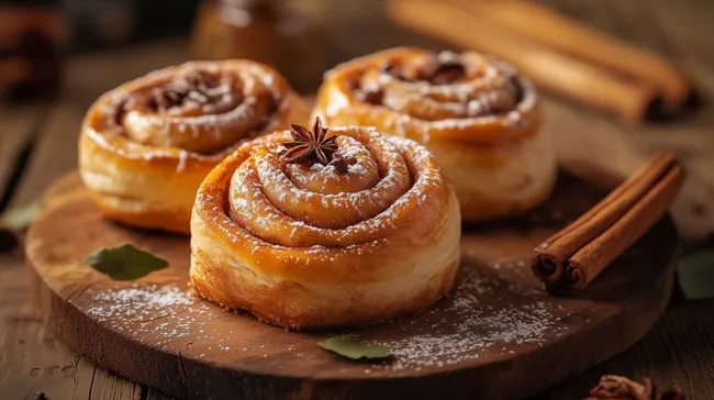 Frisch gebackene Zimtschnecken mit Sternanis kostenlos herunterladen