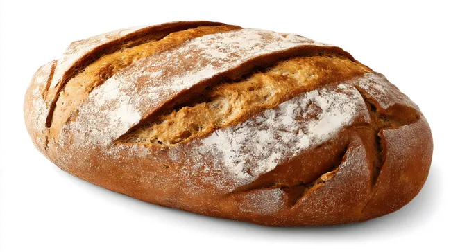 Frisch gebackener Bauernlaib aus Roggen und Weizen