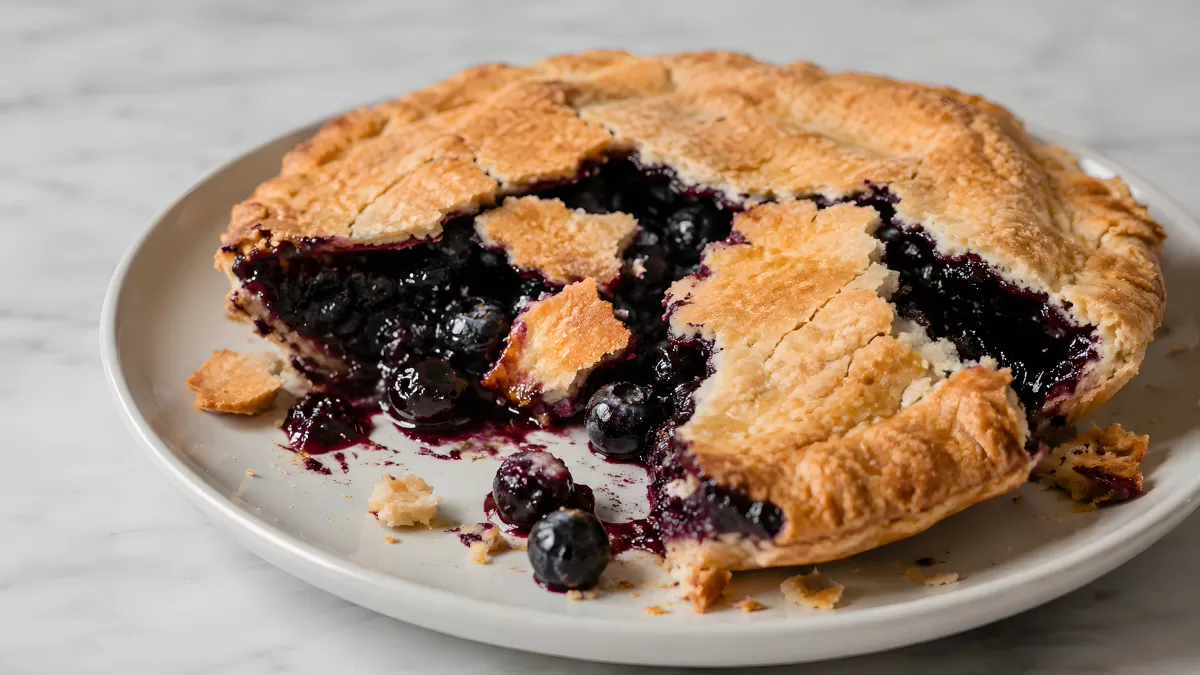 Frisch gebackener Blaubeerkuchen mit knuspriger Kruste