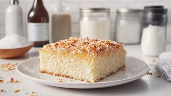 Frisch gebackener Kokos-Blechkuchen