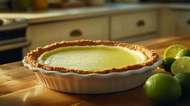 Frisch gebackener Limettenkuchen mit knuspriger Kruste
