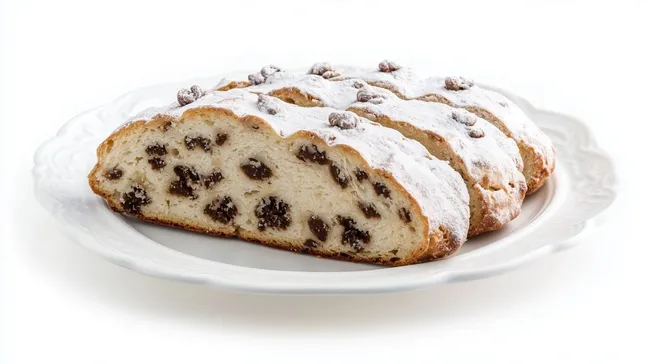 Frisch gebackener Mandelkuchen mit Puderzucker