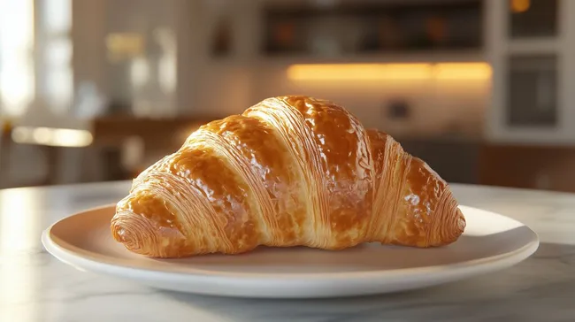 Frisch gebackenes Croissant mit goldener Kruste