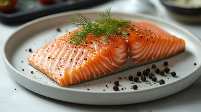 Frisch gebackenes Lachsfilet mit Gewürzen