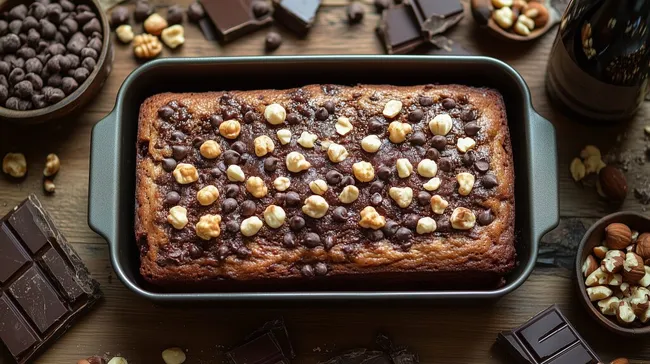 Frisch gebackenes veganes Schokoladen-Bananenbrot