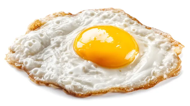 Frisch gebratenes Spiegelei auf hellem Hintergrund