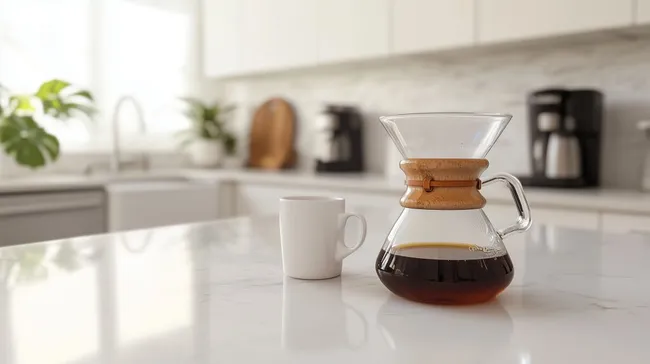 Frisch gebrühter Chemex-Kaffee in moderner Küche