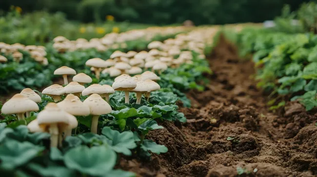 Frisch geerntete Speisepilze auf fruchtbarem Boden