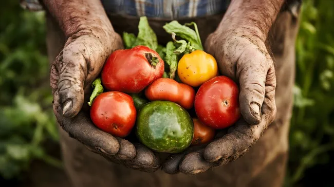 Frisch geerntetes Bio-Gemüse in rustikaler Schale
