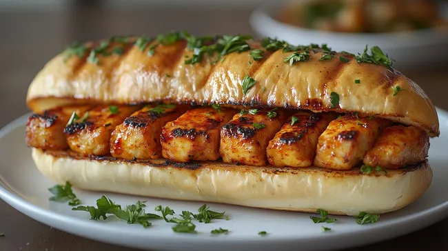 Frisch gegrilltes Bifana-Sandwich mit Schweinefleisch