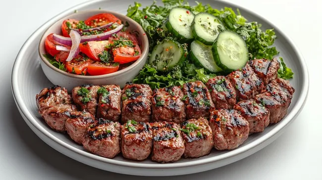 Frisch gegrilltes Fleisch mit knackigem Gemüsesalat