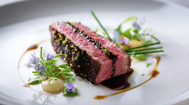 Frisch gegrilltes Steak mit würziger Kräuterkruste