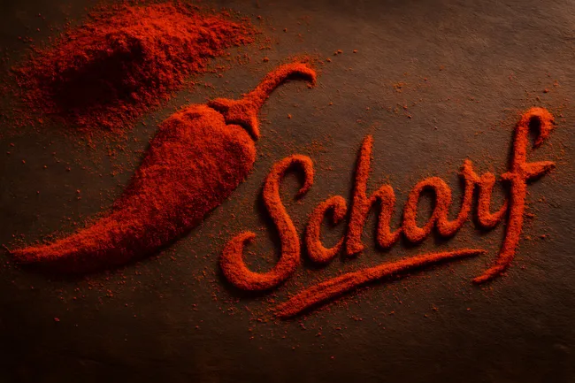 Frisch gemahlener roter Chilipulver auf dunklem Hintergrund