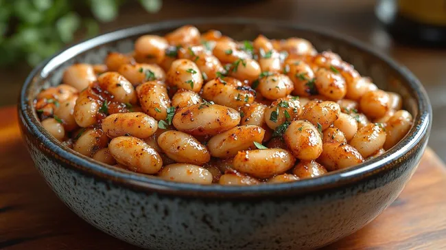 Frisch geröstete Weiße Bohnen in Schüssel