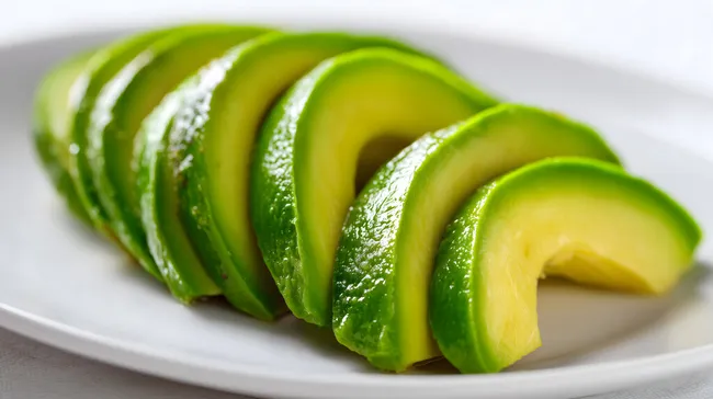 Frisch geschnittene Avocado auf weißem Teller