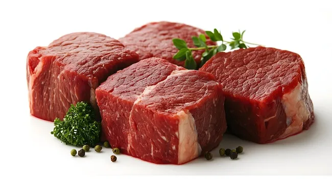 Frisch geschnittene Rinderfilets mit Kräutern