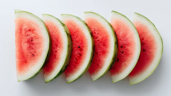 Frisch geschnittene Wassermelonenscheiben auf Weiß